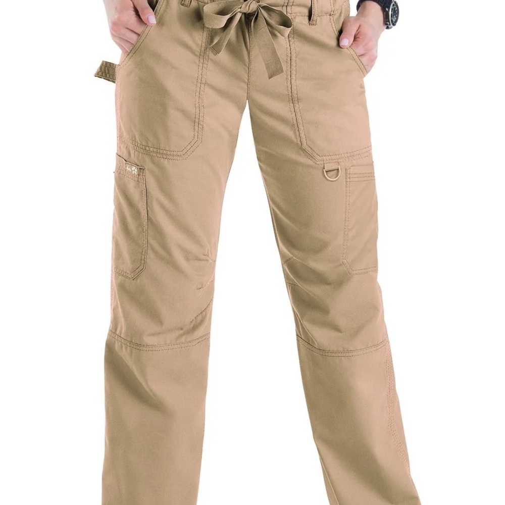 Tan Scrub Cargo Pants with Pockets